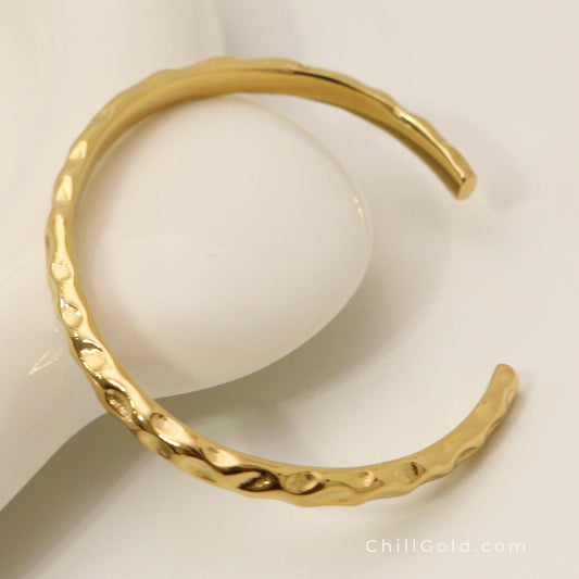 Artisan Stackable Hammered Gold Plated Bangle
