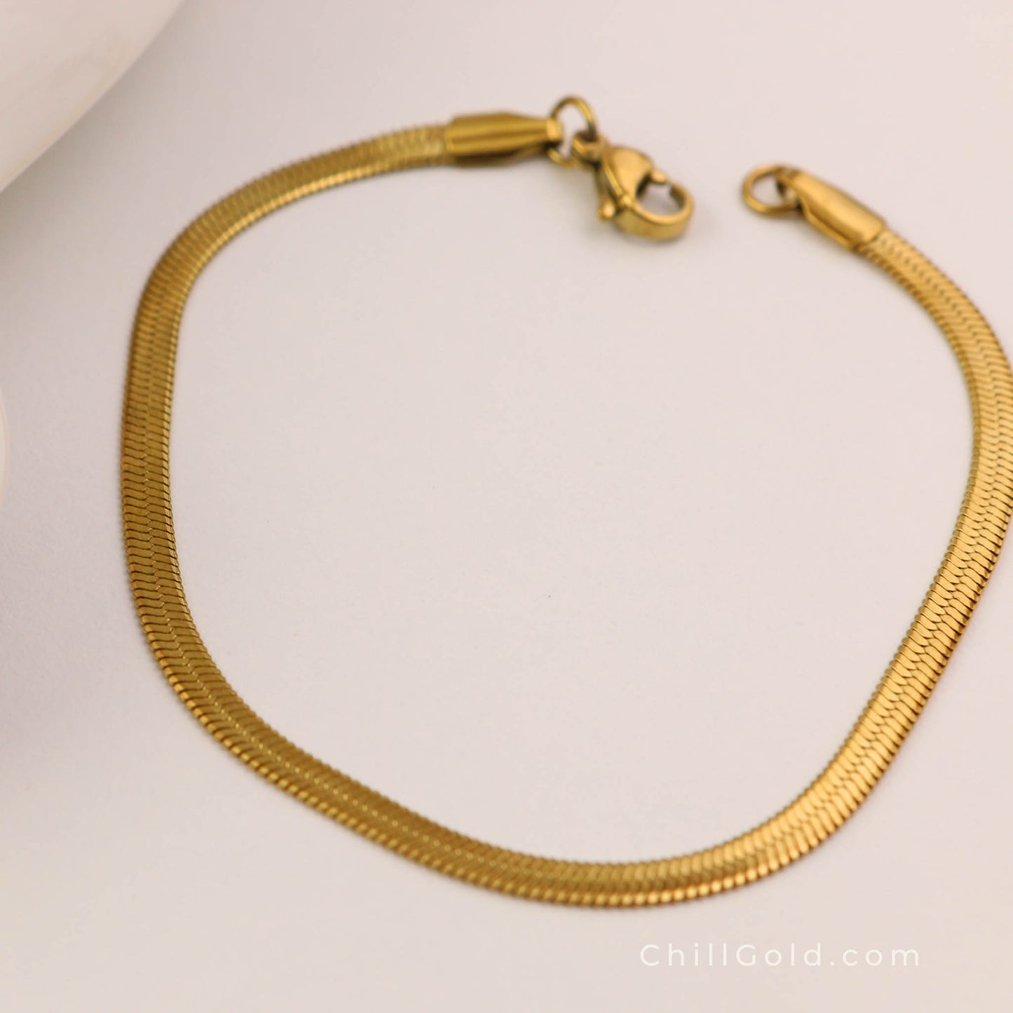 18K Gold Plated Herringbone Chain Bracelet