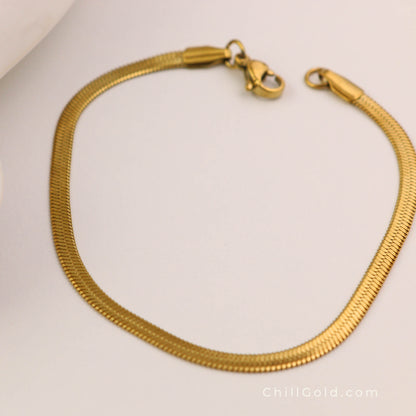 18K Gold Plated Herringbone Chain Bracelet