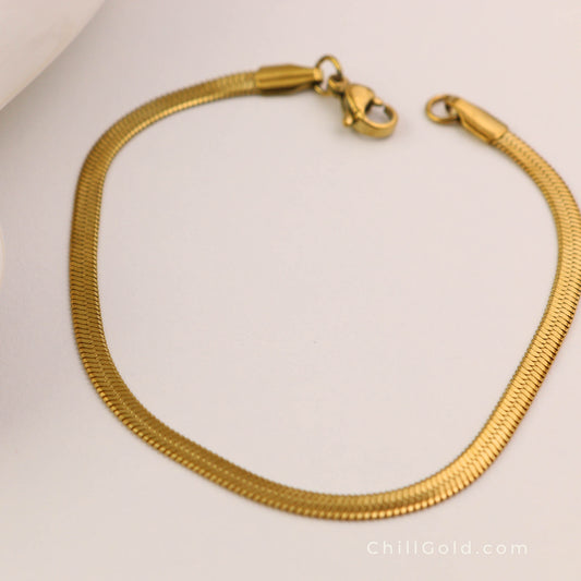 18K Gold Plated Herringbone Chain Bracelet