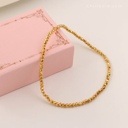 18K Gold Plated Hematite Beaded Stretch Bracelet