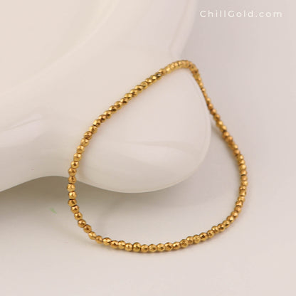 18K Gold Plated Hematite Beaded Stretch Bracelet