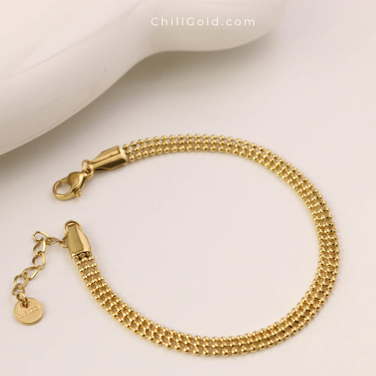 Triple Layered Gold Beaded Bracelet