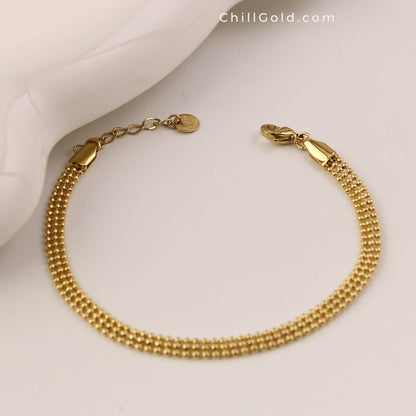 Triple Layered Gold Beaded Bracelet