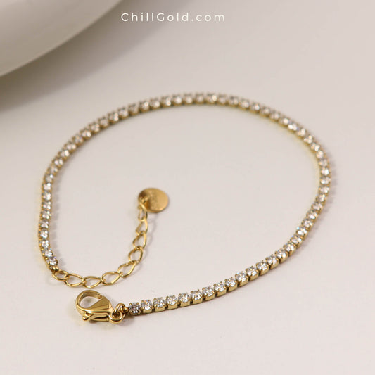 Gold Plated Minimalist Tennis Chain Bracelet