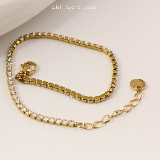 Gold Plated Minimalist Tennis Chain Bracelet