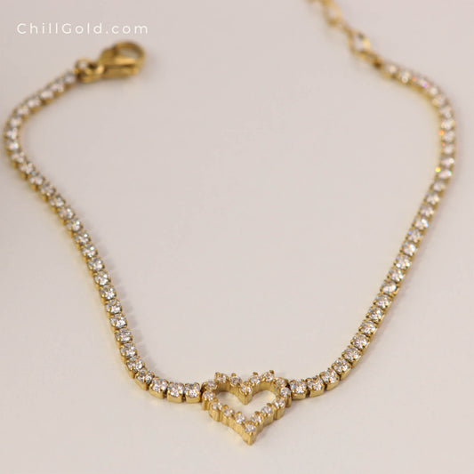 Gold Plated Heart Charm Bracelet