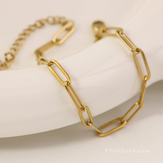 Gold Plated Paperclip Chain Bracelet