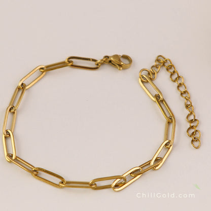 Gold Plated Paperclip Chain Bracelet