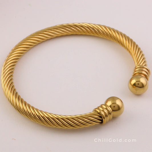 Gold Plated Torque Cuff Bangle