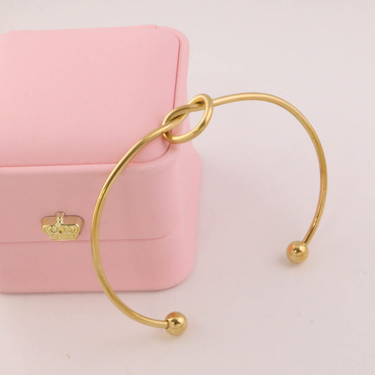 Real 18K Gold Plated Knot Cuff Bangle
