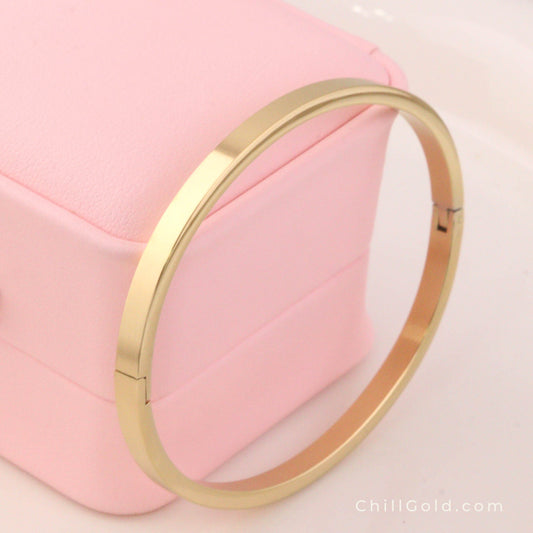 Gold-Plated Minimalist Steel Bangle