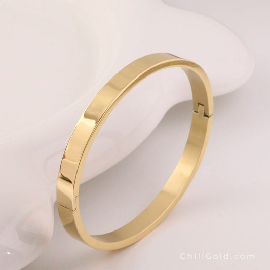 Gold-Plated Minimalist Steel Bangle