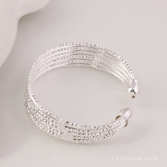 Classical Design Silver Brass Cuff Bangle