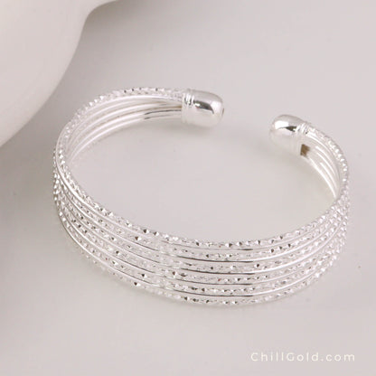 Classical Design Silver Brass Cuff Bangle
