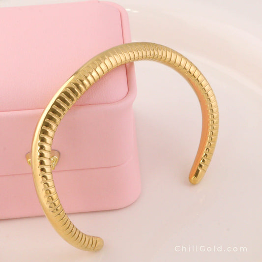 Gold Plated Snakes Cuff Bangles