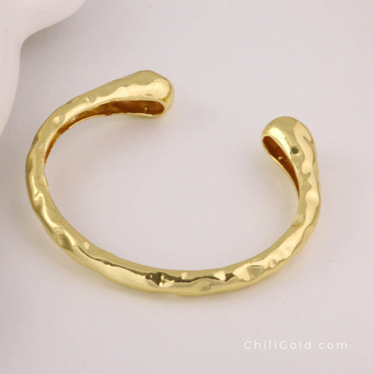 Rack Plated Brass Textured Open Cuff Bangle