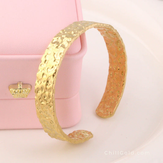 Hammered Gold-Plated Cuff Bangle