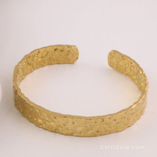 Hammered Gold-Plated Cuff Bangle