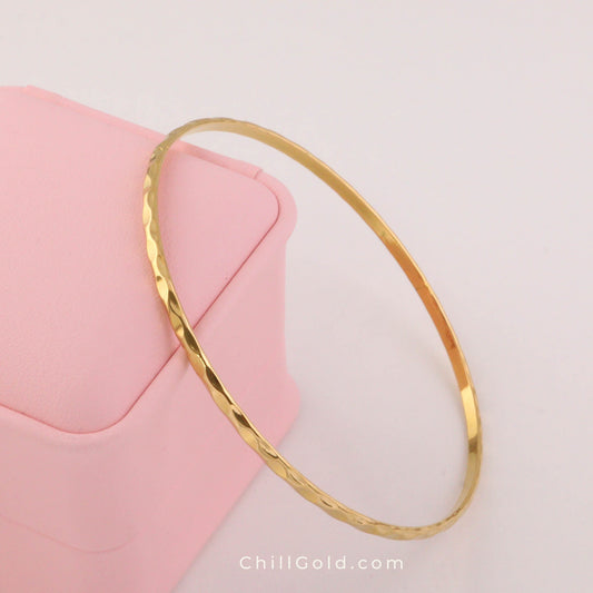 Gold Plated Ripple Buddhist Bangle