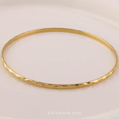 Gold Plated Ripple Buddhist Bangle