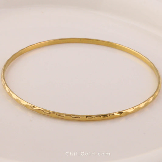 Gold Plated Ripple Buddhist Bangle