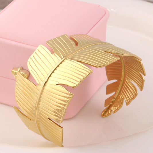 Feather Open Cuff Bangle