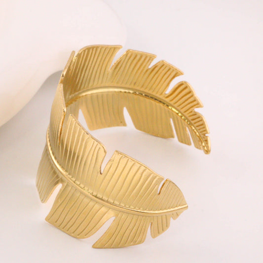 Feather Open Cuff Bangle