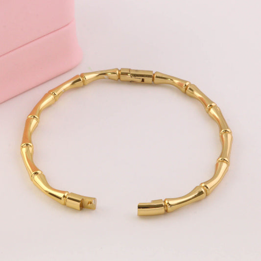 Golden Bamboo Joint Hinged Bangle