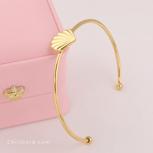 Minimalist Shell-Shaped Torque Cuff Bangle