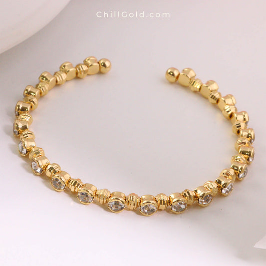Zircon Beaded Open Bangle