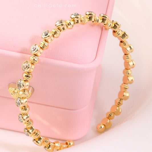 Zircon Beaded Open Bangle