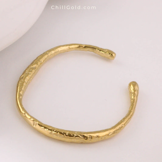 Hammered Wavy Open Cuff Bracelet