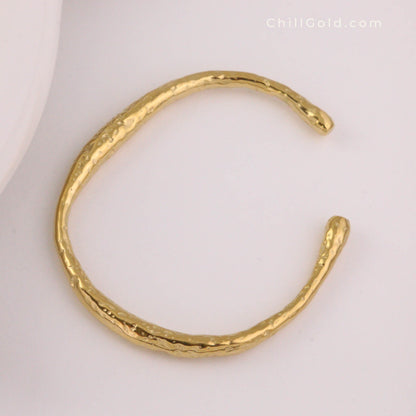 Hammered Wavy Open Cuff Bracelet