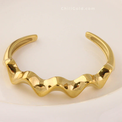 Irregular Wavy Open Cuff Bracelet