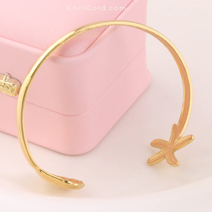 Starfish and Shell High-End Open Bangle
