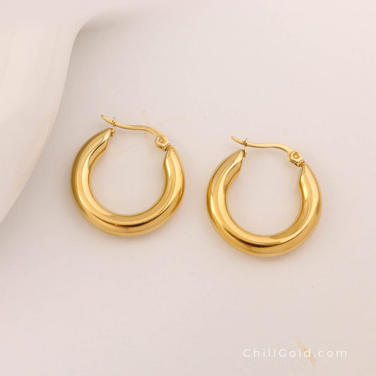 18K Gold Plated Chunky Hoop Earrings