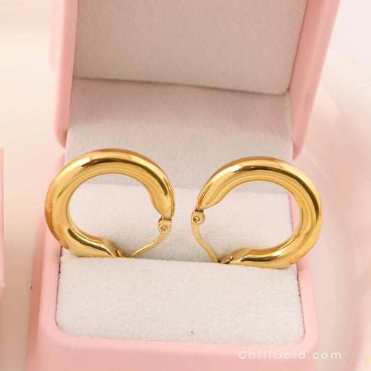 18K Gold Plated Chunky Hoop Earrings