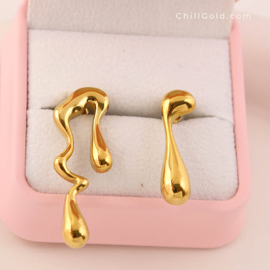 18K Gold Plated Irregular Teardrop Drop Earrings