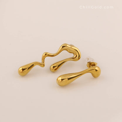 18K Gold Plated Irregular Teardrop Drop Earrings