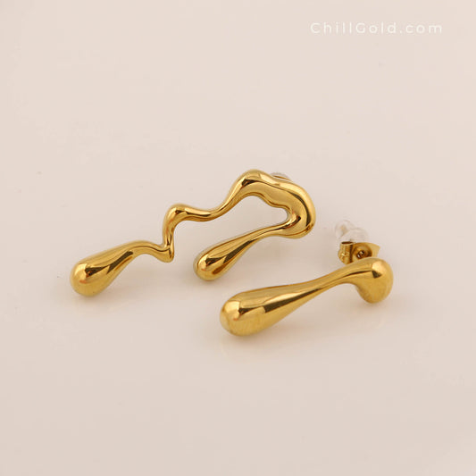 18K Gold Plated Irregular Teardrop Drop Earrings