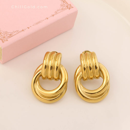18K Gold Plated Twisted Oval Hoop Earrings