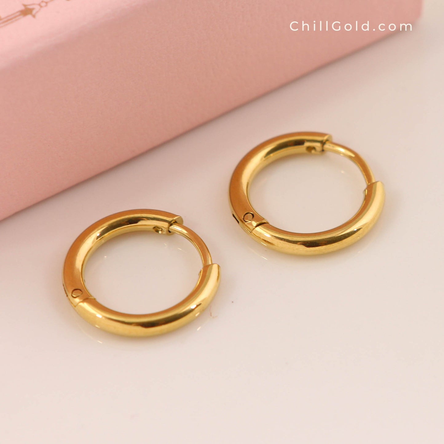 3 Pairs 18K Gold Plated Hoop Earring Set with Zirconia & Plain Designs