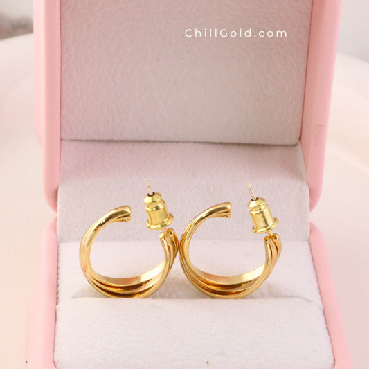 Twisted Geometric Hoop Stud Earrings