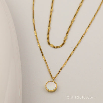 18K Gold Plated Layered White Shell Necklace