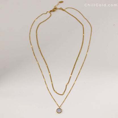 18K Gold Plated Layered White Shell Necklace