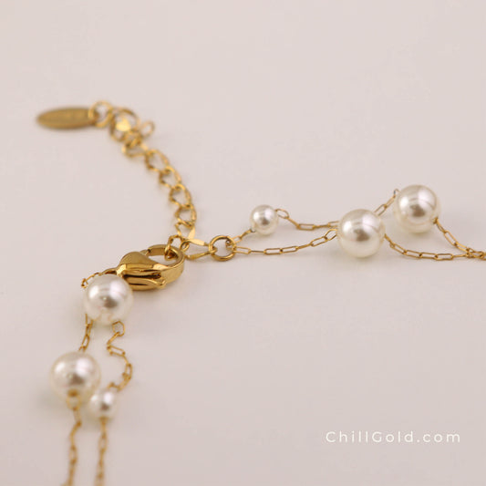 Mermaid Bubble Bead Double Layer (Starry Sky) Pearl Choker Necklace