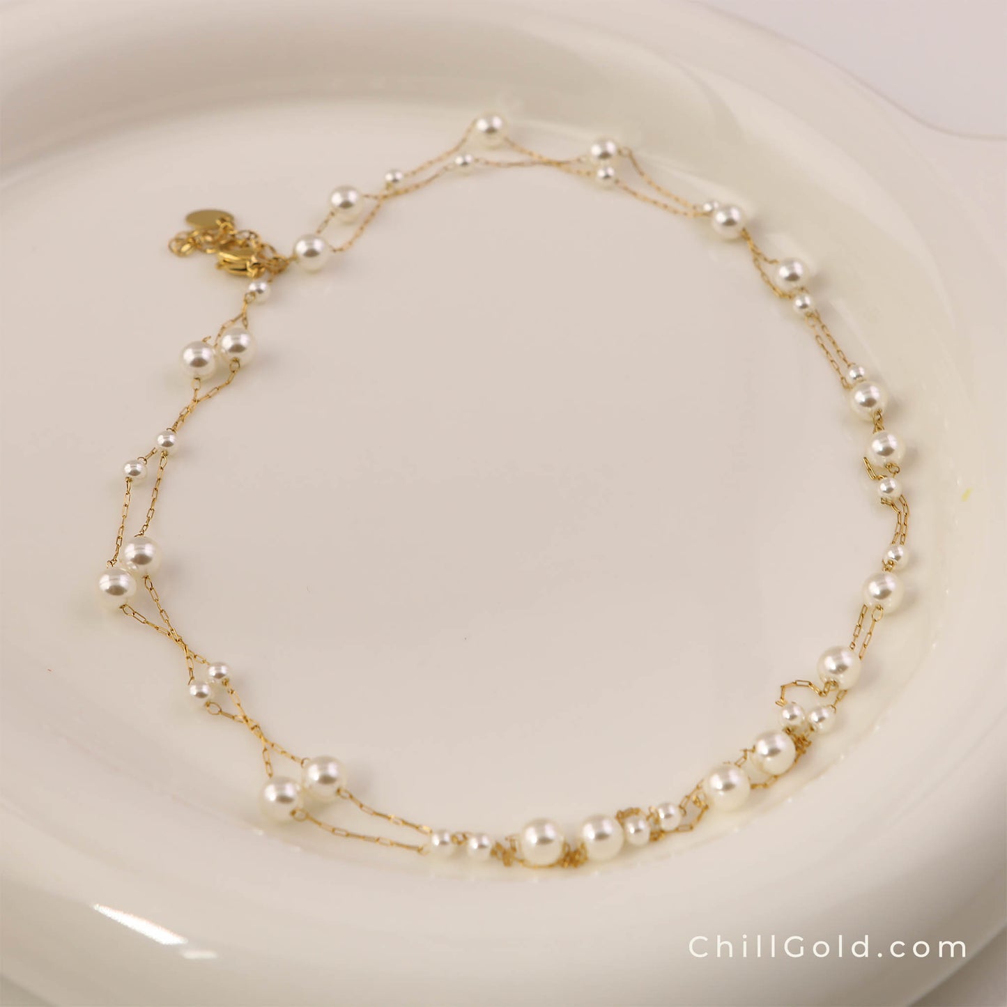 Mermaid Bubble Bead Double Layer (Starry Sky) Pearl Choker Necklace