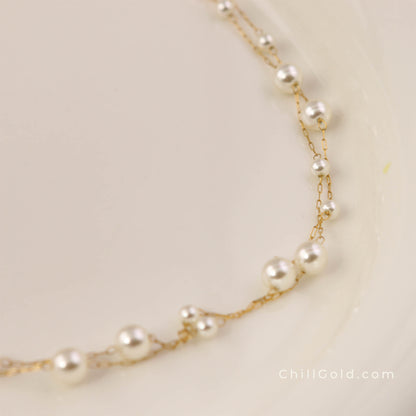 Mermaid Bubble Bead Double Layer (Starry Sky) Pearl Choker Necklace
