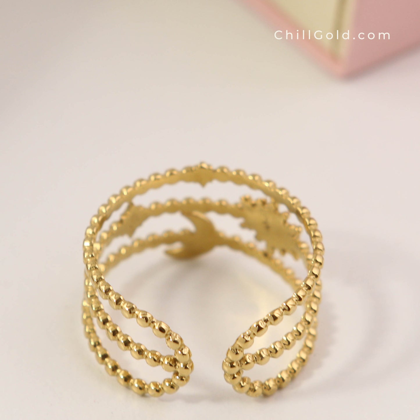 18K Gold Plated Celestial Stack Adjustable Ring